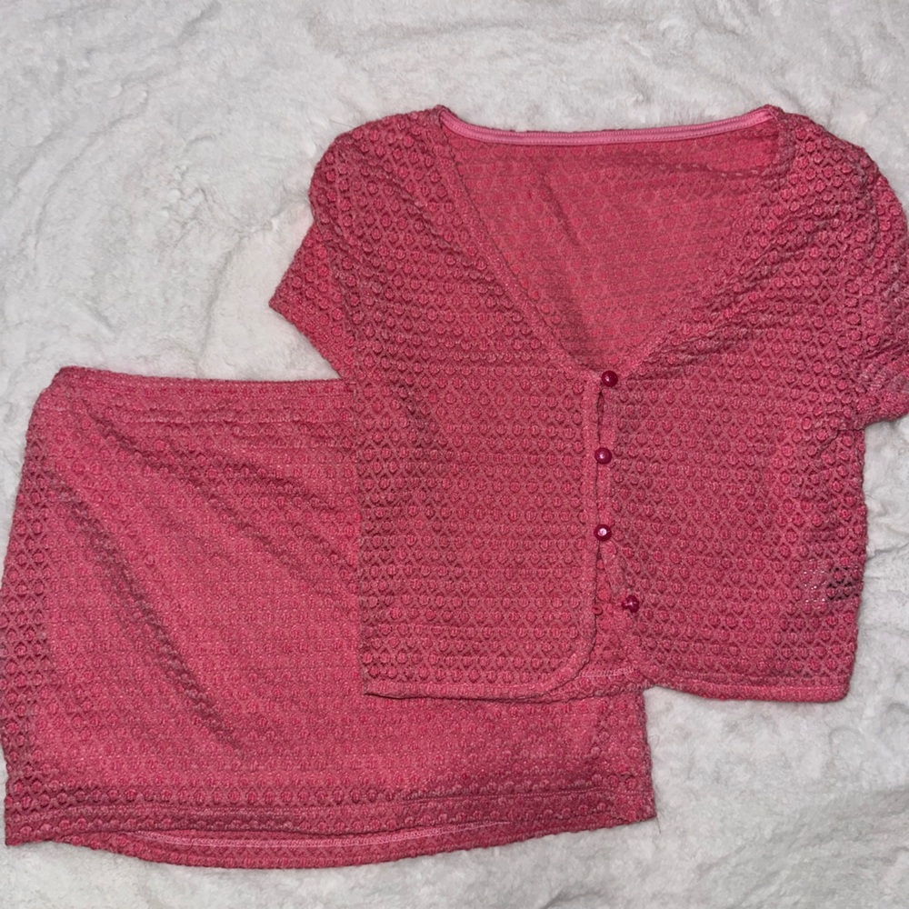 SHEIN Pink Mini Skirt Set